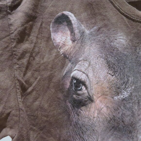 THE MOUNTAIN Hippo Print Distressed Tie Dye T-Shirt in Brown Hippie Y2K Boho XL - Picture 5 of 12